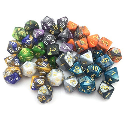 Double Colors Polyhedral Dice Sets with Pouches for D&D DND RPG MTG Dungeon and Dragons Table Board Roll Playing Games D4 D6 D8 D10 D% D12 D20