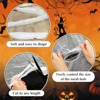 Halloween Cheese cloth 29.92 x 590.55 Inch White Cheesecloth Roll for Crafts Large Cotton Muslin Gauze Fabric for Halloween Outdoor & Indoor Spooky Decoration
