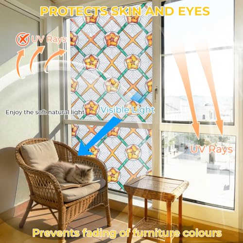 3D Stained Glass Window Privacy Film Decorative Non