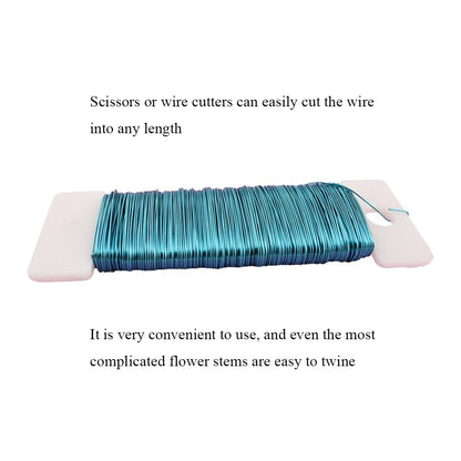 HAHIYO 26Gauge Blue Metal Floral Wire - 1 Roll, 38 Yards (115 Feet) - Flexible Paddle Wire for Craft, Christmas Wreath, Flower Arrangement, Bouquet Wrapping, Wedding, DIY
