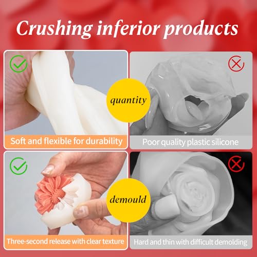 2PCS 3D Flower Candle Making Molds Moldes de Silicona para Velas (2 Count)
