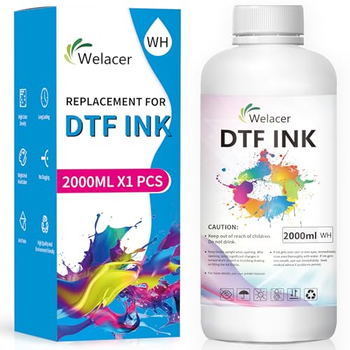 DTF Ink White 2000ml Heat Transfer Ink Refill I3200 ET (67.628 Fl Oz)