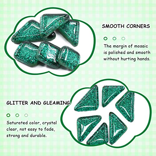 1 Pound Deep Green Shine Crystal Series Mosaic Tiles Assortment Kit (16 Ounce)