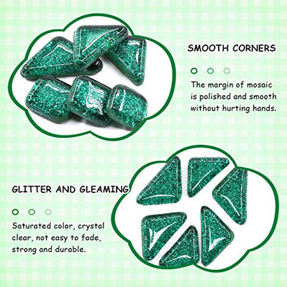 1 Pound Deep Green Shine Crystal Series Mosaic Tiles Assortment Kit (16 Ounce)