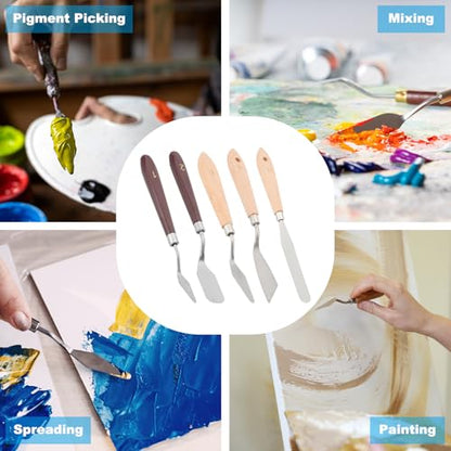 Art Spatula No.1 13mm Stainless Steel Flexible Palette Knife Painting Knife Painting Spatula Oil Painting Mixing Scraper with Wood Handle for Canvas Acrylic Painting