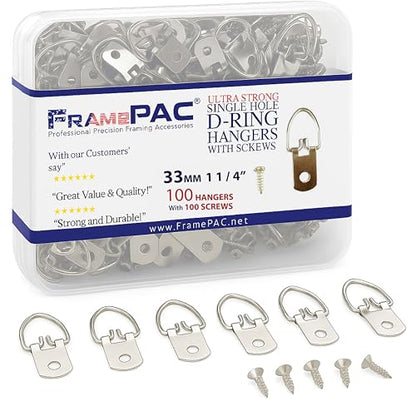 D Ring Picture Hangers with Screws (100 Count)