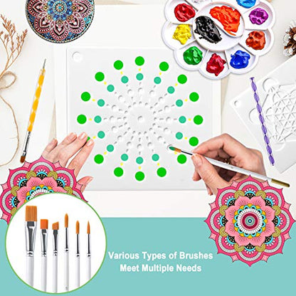 58PCS Mandala Dotting Tools Set with a Blue Zipper Waterproof Storage Bag for Painting Rocks
