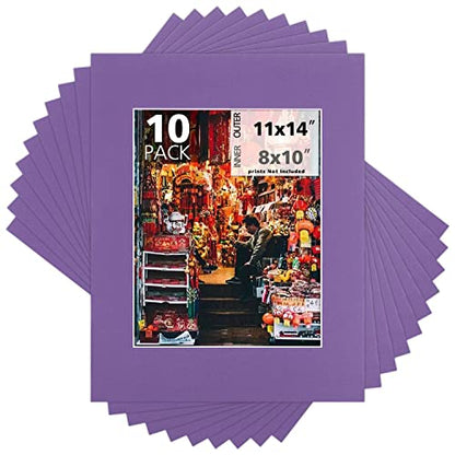 Mat Board Center 10 Pack 11x14 Photo Mats for 8x10 Picture (10 Count)