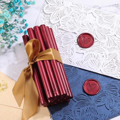 15Pcs Burgundy Glue Gun Sealing Wax Sticks for Wax Seal Stamp (15 Count)