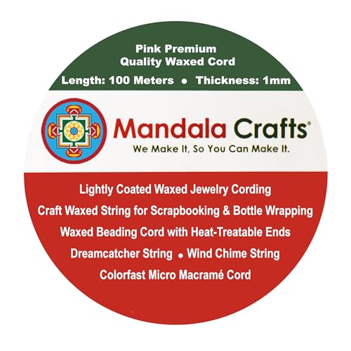 1mm Pink Cotton Waxed Cord for Jewelry Making (327 Foot )