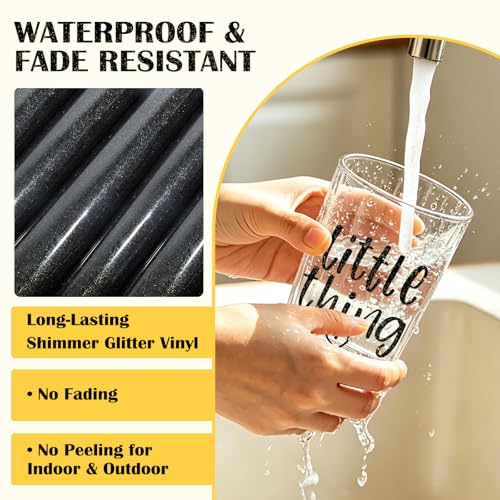 Glossy Black Glitter Permanent Vinyl 12" x 5ft Roll