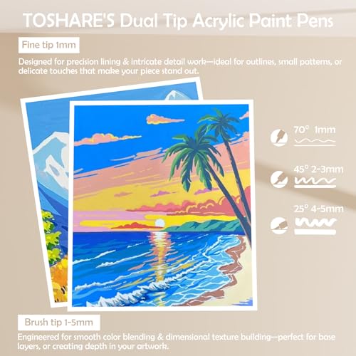 12 Colors Precision Dual Tip Acrylic Paint Markers Pens (12 Count)