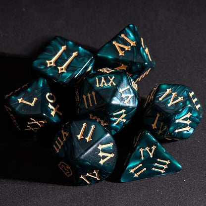 7 Die DND Dice Set Polyhedral Dice Set with a Leather Dice Bag (7 Count)