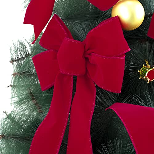 Red Velvet Wired Ribbon 2.5 Inch Wide Red Ribbons 25 Yards Spool Velvet Christmas Ribbon Red Wired Ribbons for Christmas Tree (75 Foot)