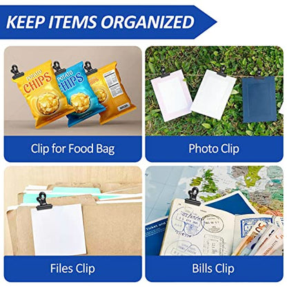 30 Pack Bulldog Clips 0.87 Inch Small Hinge Paper Clips Metal Hinge Clips for Crafts (30 Count)