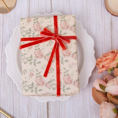 Vintage Terracotta Velvet Ribbon Christmas Ribbon for Gift Wrapping Crafts Christmas Tree Ornaments Garland Decorations