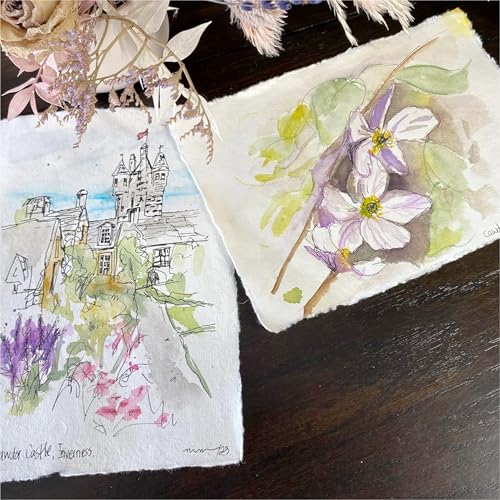 Handmade A6 Cream Mixed Media Paper with Deckle Edge (50 Count)