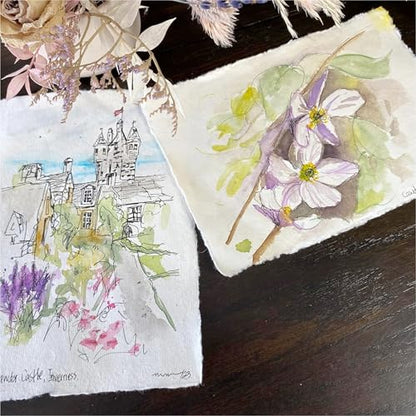 Handmade A6 Cream Mixed Media Paper with Deckle Edge (50 Count)