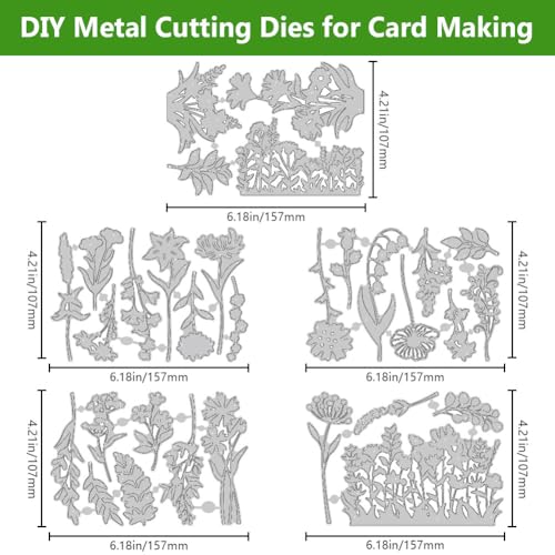 31PCS Flower Metal Die Cuts Wildflower Metal Cutting Dies Flower Leaf Shape Embossing Scrapbooking Cuts Stencil Leaves Embossing Paper Dies for Card Making Album Decorative (31 Count)
