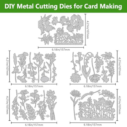 31PCS Flower Metal Die Cuts Wildflower Metal Cutting Dies Flower Leaf Shape Embossing Scrapbooking Cuts Stencil Leaves Embossing Paper Dies for Card Making Album Decorative (31 Count)