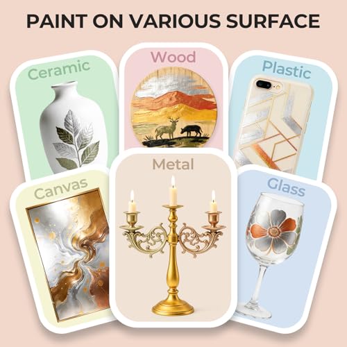 12 Colors Metallic Acrylic Paint Set (12 Fl Oz)