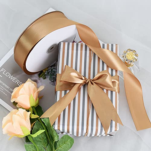 100 Yard Dark Gold Satin Ribbon 1 (300 Foot)