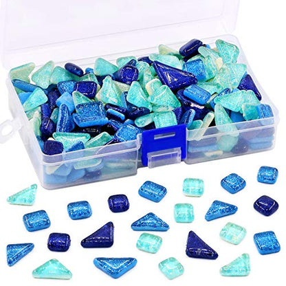 1Ib Glass Mosaic Tiles Pieces Stained Glass for Crafts (15.87 Ounce)