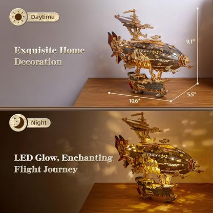 LED 3D Wood Puzzle Fantasy Airship Model (648 Count)