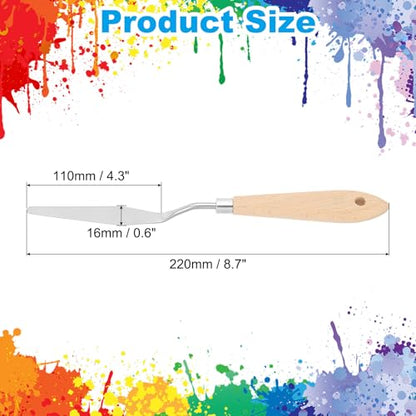 Art Spatula No.11 16mm Stainless Steel Flexible Palette Knife Painting Knife Painting Spatula Oil Painting Mixing Scraper with Wood Handle for Canvas Acrylic Painting