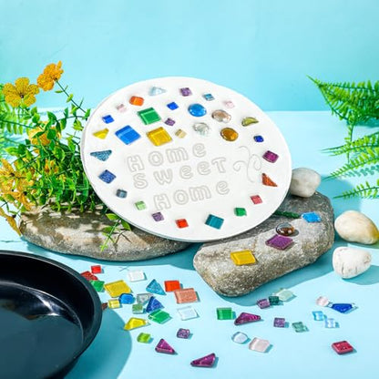 5 Pcs 3 Size Stepping Stone Kit for DIY Outdoor Garden Stepping Stone Includes Cement Molds Mosaic Tiles and Concrete Letter Stamps No Concrete Mix (5 Count)