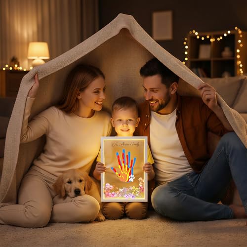 Family Handprint Kit with Light Handprint Frame Kit for New Parents Newborn