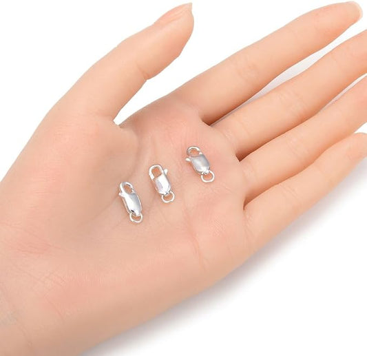 5pcs Adabele Authentic Sterling Silver 14mm Italian Rectangle Lobster Trigger Clasps Open Jump Ring Hypoallergenic Nickel Free for DIY Jewelry Making SS25-DD