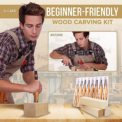 Wood Carving Kit [8 SK7 Carving Knives with Beechwood Handle