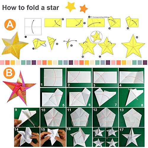 50 Sheets Shiny Origami Paper 10 Color Square Iridescent Origami Paper (50 Count )