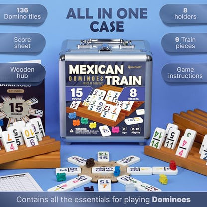 Mexican Train Dominoes Set Double 15 with Numbers