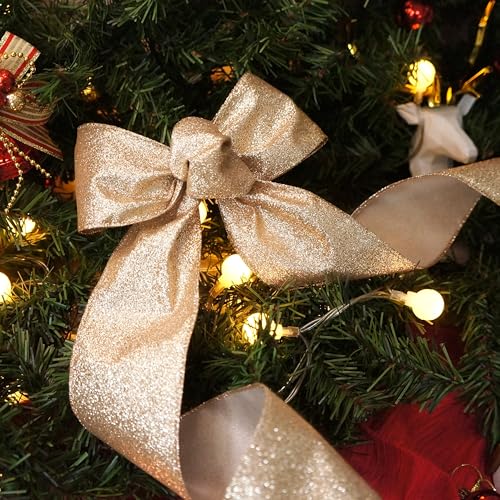 Glitter Wired Ribbon 2.5" x 20 Yards Gold (60 Foot)