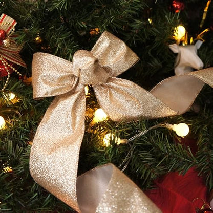 Glitter Wired Ribbon 2.5" x 20 Yards Gold (60 Foot)