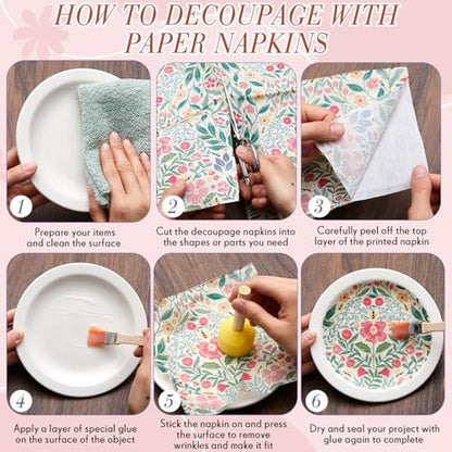 20 Pack Decoupage Napkins Floral Cocktail Decorative Paper Napkins (20 Count)