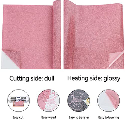 Glitter Pink Heat Transfer Vinyl HTV Rolls