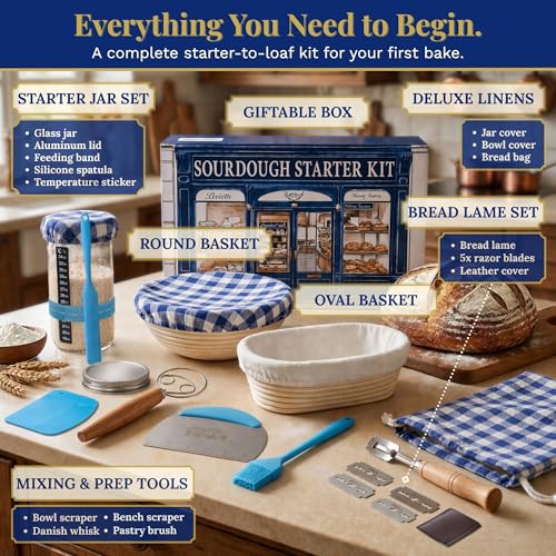 Sourdough Starter Kit for Beginners with Beginner Guide & 100 Recipes