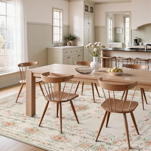 Floral Bow Print Washable 8x10 Rug