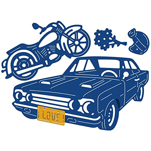Car and Motorcycle Cutting Dies for Card Making Love Licence Plate Cut Die for DIY Scrapbooking Journal Embossing Paper Craft Decor