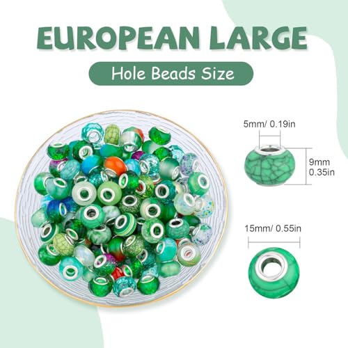 Green Mix Large Hole Beads (100 Count)
