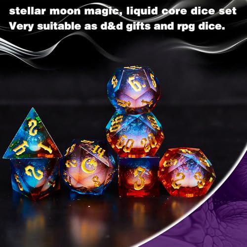 Gradual Magic Red Moon Liquid Core DND Dice Sets for Role Playing Games