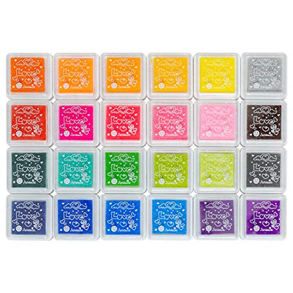 Ink Pad 24 Colors Finger Washable Craft Ink Pad for Kids Stamp (24 Count)