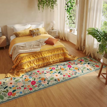 Runners for Hallways Kitchen Runner Rug Non Slip 2'x 10' Long Washable Rugs with Rubber Backing Soft Floral Carpet Runner for Hallways
