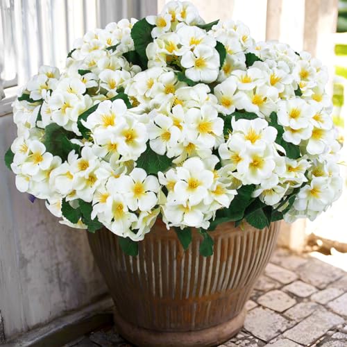 6 Pcs Artificial Geranium Flowers for Outdoors Geranium Silk Flowers Outdoor UV Resistant Garden Plants Faux Flowers for Home Kitchen Table Centerpieces Decor