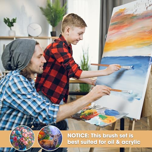Hog Hair Flat Paint Brush Set (10 Count)