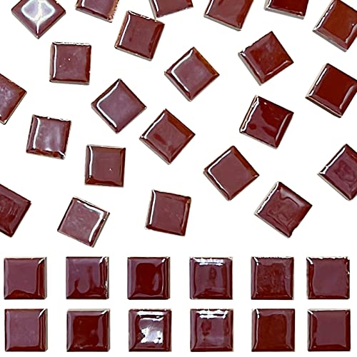 50 Pieces Coffee Mosaic Tiles for Crafts 1" Ceramic Tiles Assorted Colors Square Ceramic Mosaic Project Supplies for Photo Frame Mosaic Stepping Stones Bath Old Pool Furniture Decor