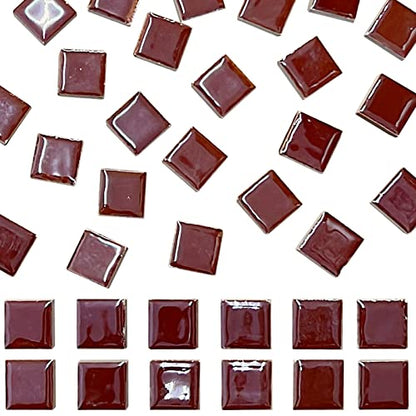 50 Pieces Coffee Mosaic Tiles for Crafts 1" Ceramic Tiles Assorted Colors Square Ceramic Mosaic Project Supplies for Photo Frame Mosaic Stepping Stones Bath Old Pool Furniture Decor
